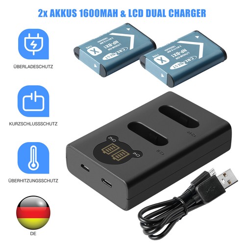 2pcs bx1 batteria - np-bx1, +
